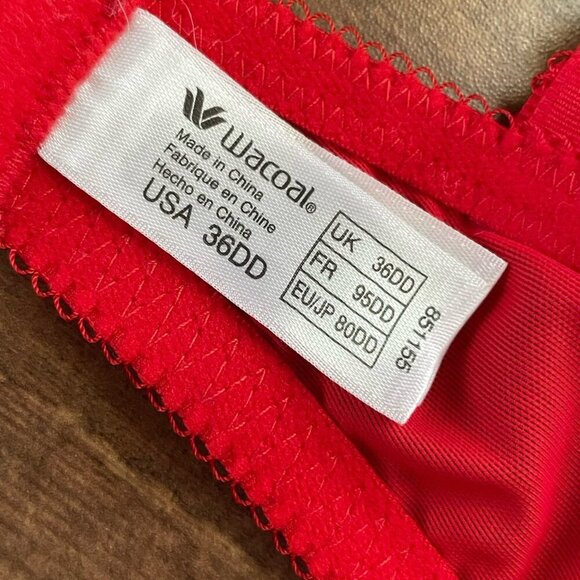 Wacoal 36DD Bra Red Seduction Lace Demi Underwire Sheer Unlined 851155 - Picture 7 of 8